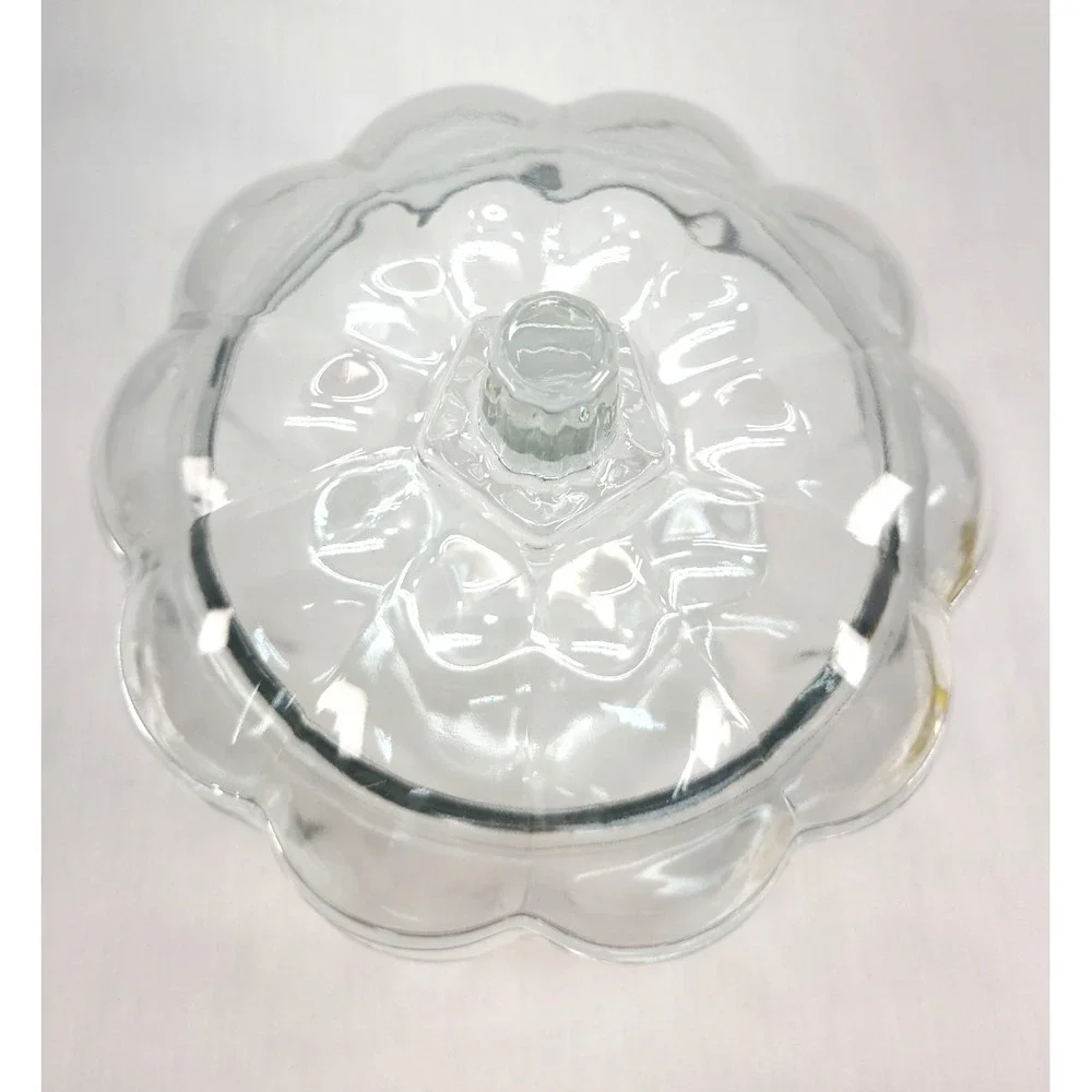 Anchor Hocking Pumpkin Jar Candy Cookie Clear Glass with Lid Vintage